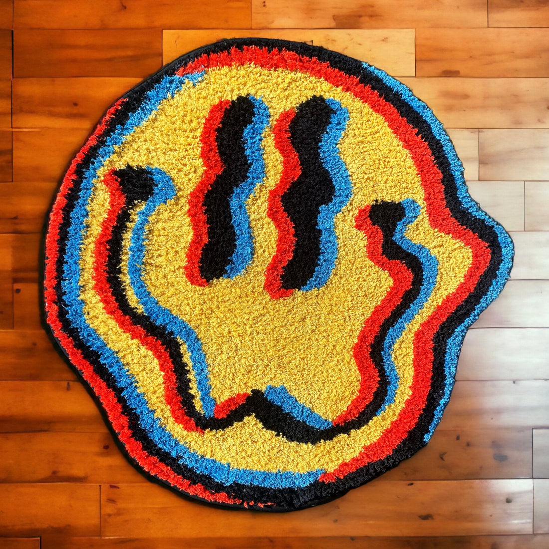 TRIPPY SMILEY FLUFFY RUG